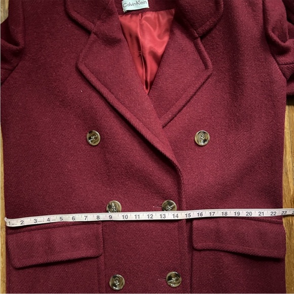Calvin Klein Vintage Maroon Wool Double-breasted Coat 12. - Picture 5 of 11